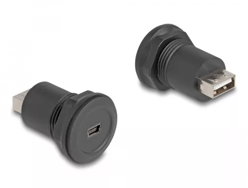 Delock USB 2.0 Mini-B-típusú   USB 2.0 A-típusú beépített csatlakozóval fekete (DL-66742)