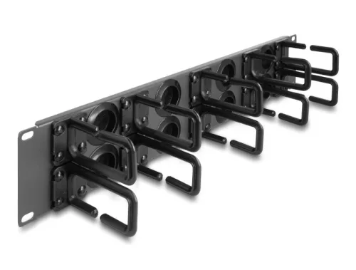 Delock 19  kábelrendező router panel 8 gumírozott kábelbemenettel és 10 hurokkal 2U sötétszürke (DL-66746)