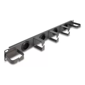   Delock 19  kábelrendező router panel 4 gumírozott kábelbemenettel és 5 fény hurokkal 1U sötétszürke (DL-66751)