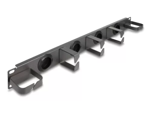Delock 19  kábelrendező router panel 4 gumírozott kábelbemenettel és 5 fény hurokkal 1U sötétszürke (DL-66751)