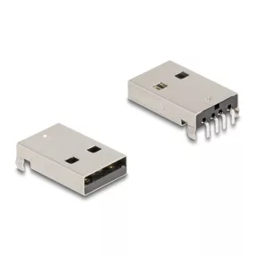   Delock USB 2.0 A-típusú anya 4 tűs THT csatlakozó átmenő furatú szereléshez 90 -ban hajlított 10 db. (DL-66757)