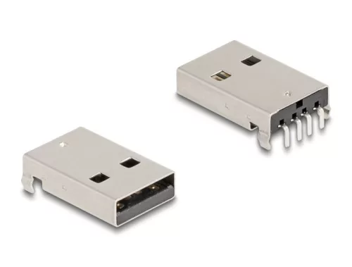 Delock USB 2.0 A-típusú anya 4 tűs THT csatlakozó átmenő furatú szereléshez 90 -ban hajlított 10 db. (DL-66757)