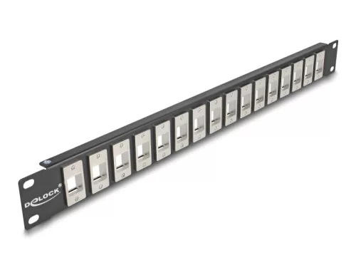 Delock 19  16 portos fekete Keystone Patch Panel 1U (DL-66758)