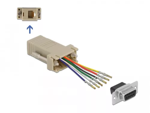 Delock D-Sub 9-tűs anya   RJ12 6P/6C anya összekötő adapter (DL-66759)