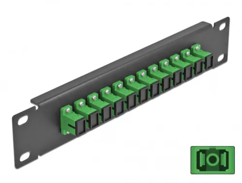 Delock 10  üvegszálas patch panel 12 portos SC Simplex zöld 1U fekete (DL-66761)