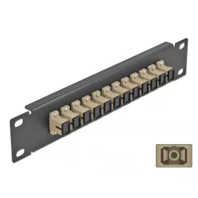   Delock 10  üvegszálas patch panel 12 portos SC Simplex bézs 1U fekete (DL-66762)