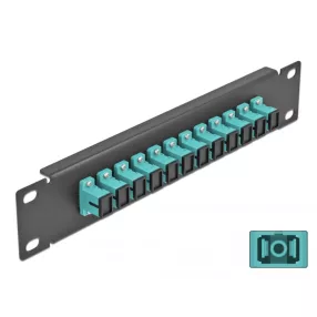   Delock 10  üvegszálas patch panel 12 portos SC Simplex vízkék 1U fekete (DL-66763)