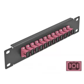   Delock 10  üvegszálas patch panel 12 portos SC Simplex ibolya 1U fekete (DL-66764)