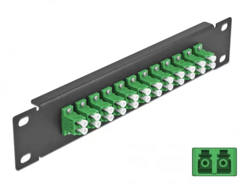 Delock 10  üvegszálas patch panel 12 portos LC Duplex zöld 1U fekete (DL-66766)