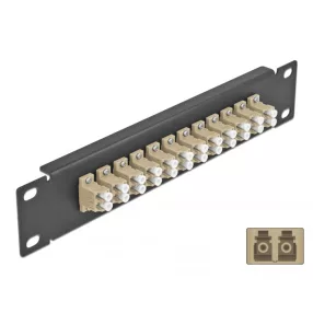   Delock 10  üvegszálas patch panel 12 portos LC Duplex bézs 1U fekete (DL-66767)