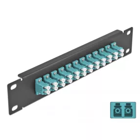   Delock 10  üvegszálas patch panel 12 portos LC Duplex vízkék 1U fekete (DL-66768)