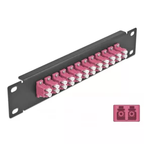   Delock 10  üvegszálas patch panel 12 portos LC Duplex ibolya 1U fekete (DL-66769)