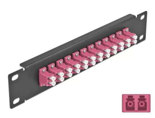 Delock 10  üvegszálas patch panel 12 portos LC Duplex ibolya 1U fekete (DL-66769)