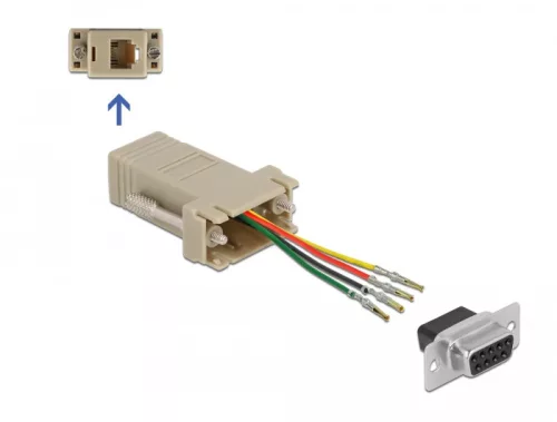 Delock D-Sub 9-tűs anya   RJ11/RJ14 6P/4C anya összekötő adapter (DL-66770)