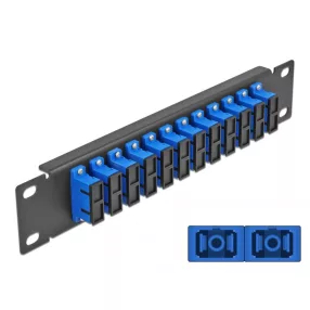   Delock 10  üvegszálas patch panel 12 portos SC Duplex kék 1U fekete (DL-66771)