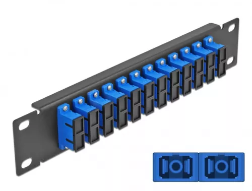 Delock 10  üvegszálas patch panel 12 portos SC Duplex kék 1U fekete (DL-66771)
