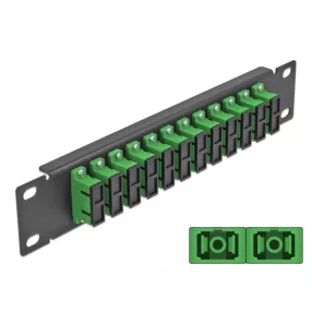   Delock 10  üvegszálas patch panel 12 portos SC Duplex zöld 1U fekete (DL-66772)