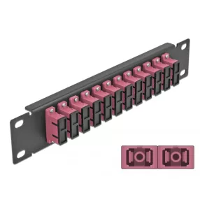   Delock 10  üvegszálas patch panel 12 portos SC Duplex ibolya 1U fekete (DL-66775)