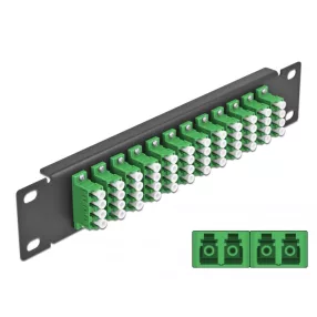   Delock 10  üvegszálas patch panel 12 portos LC Quad zöld 1U fekete (DL-66777)