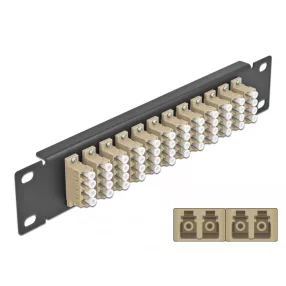   Delock 10  üvegszálas patch panel 12 portos LC Quad bézs 1U fekete (DL-66778)