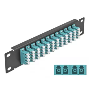   Delock 10  üvegszálas patch panel 12 portos LC Quad vízkék 1U fekete (DL-66779)