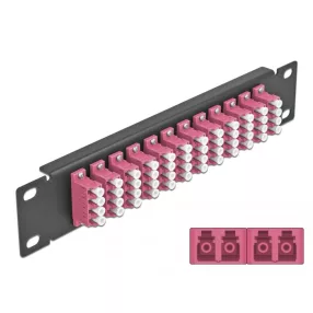   Delock 10  üvegszálas patch panel 12 portos LC Quad ibolya 1U fekete (DL-66780)