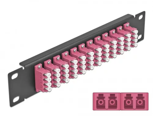 Delock 10  üvegszálas patch panel 12 portos LC Quad ibolya 1U fekete (DL-66780)