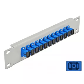   Delock 10  üvegszálas patch panel 12 portos SC Simplex kék 1U szürke (DL-66781)