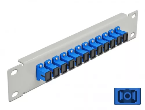 Delock 10  üvegszálas patch panel 12 portos SC Simplex kék 1U szürke (DL-66781)