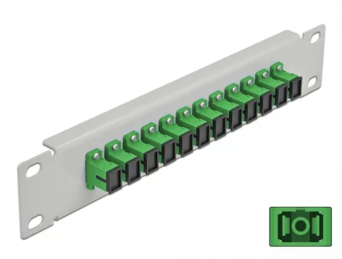 Delock 10  üvegszálas patch panel 12 portos SC Simplex zöld 1U szürke (DL-66782)