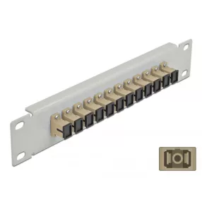   Delock 10  üvegszálas patch panel 12 portos SC Simplex bézs 1U szürke (DL-66783)