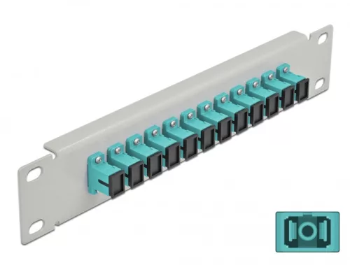 Delock 10  üvegszálas patch panel 12 portos SC Simplex vízkék 1U szürke (DL-66784)