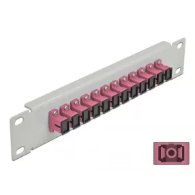   Delock 10  üvegszálas patch panel 12 portos SC Simplex ibolya 1U szürke (DL-66785)
