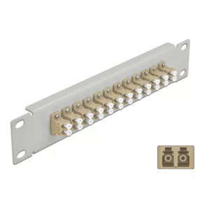   Delock 10  üvegszálas patch panel 12 portos LC Duplex bézs 1U szürke (DL-66788)