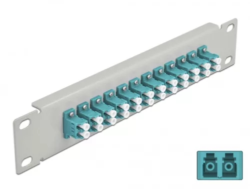 Delock 10  üvegszálas patch panel 12 portos LC Duplex vízkék 1U szürke (DL-66789)