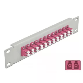   Delock 10  üvegszálas patch panel 12 portos LC Duplex ibolya 1U szürke (DL-66790)