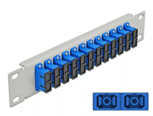 Delock 10  üvegszálas patch panel 12 portos SC Duplex kék 1U szürke (DL-66791)