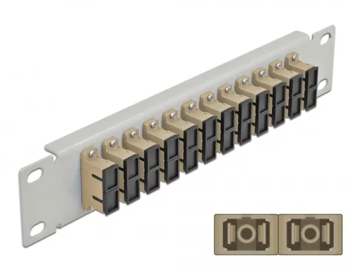 Delock 10  üvegszálas patch panel 12 portos SC Duplex bézs 1U szürke (DL-66793)