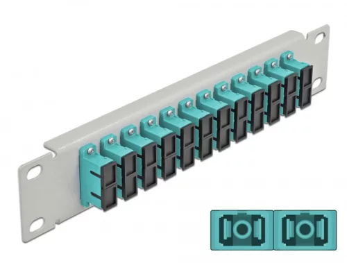 Delock 10  üvegszálas patch panel 12 portos SC Duplex vízkék 1U szürke (DL-66794)