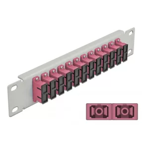   Delock 10  üvegszálas patch panel 12 portos SC Duplex ibolya 1U szürke (DL-66795)
