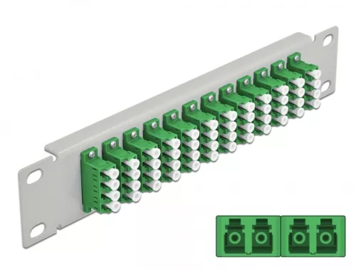 Delock 10  üvegszálas patch panel 12 portos LC Quad zöld 1U szürke (DL-66797)