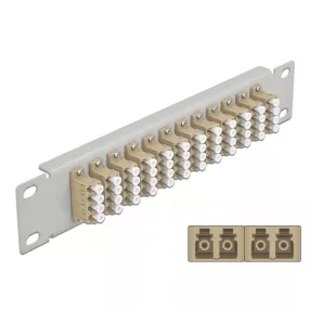   Delock 10  üvegszálas patch panel 12 portos LC Quad bézs 1U szürke (DL-66798)