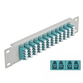   Delock 10  üvegszálas patch panel 12 portos LC Quad vízkék 1U szürke (DL-66799)