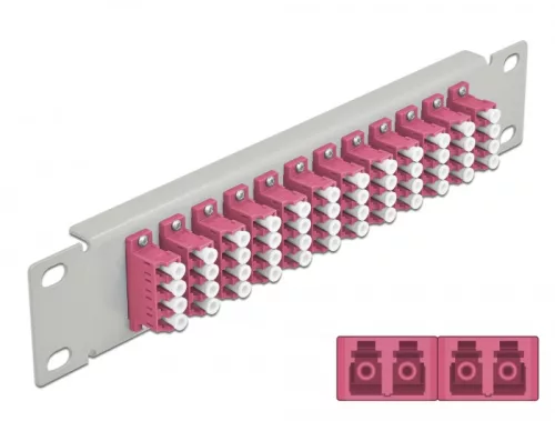 Delock 10  üvegszálas patch panel 12 portos LC Quad ibolya 1U szürke (DL-66800)