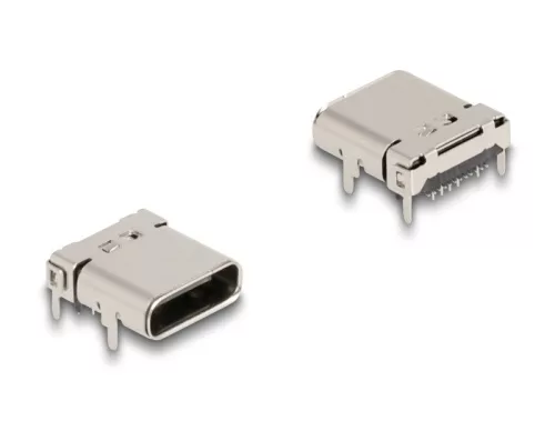 Delock M12 A-kódolt adapter 8 tűs anya - RJ45 anya Cat.5e beszerelő mélyedéssel, egyenes, narancssárga színű (DL-66805)