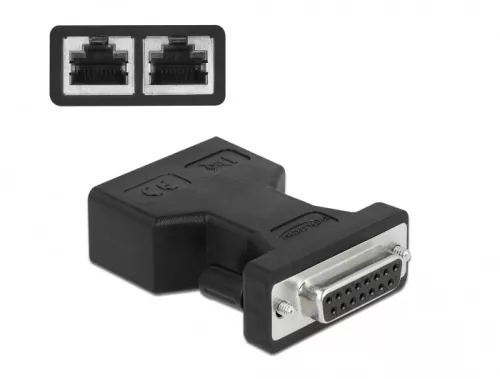 Delock D-Sub 15 tűs anya   2 db. RJ45 anya adapter (DL-66806)