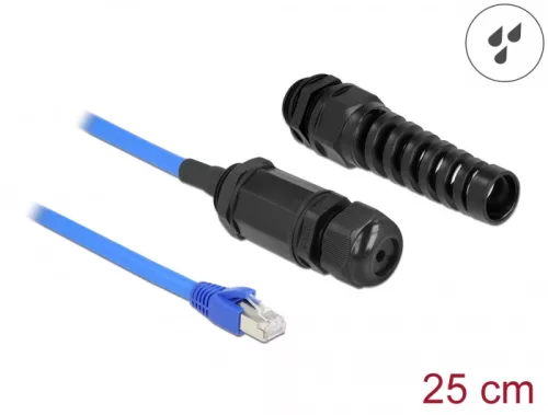 Delock Cat.6 vízhatlan RJ45 apa - RJ45 anya kábel tömszelencével és elhajlás védelemmel (DL-66809)