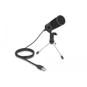   Delock USB-s kondenzátor mikrofon állvánnyal személyi számítógéphez és laptophoz, 24 Bit / 192 kHz (DL-66832)