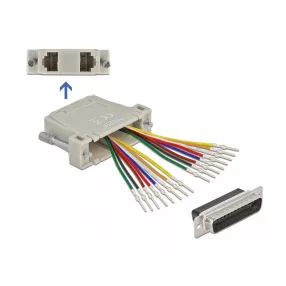   Delock D-Sub 25 tűs krimp apa - 2 x RJ45 anya eszköz készlettel bézs színben (DL-66833)