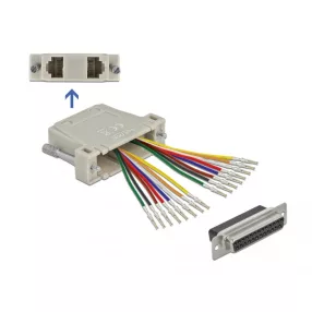   Delock D-Sub 25 tűs krimp anya - 2 x RJ45 anya eszközkészlettel bézs színben (DL-66834)